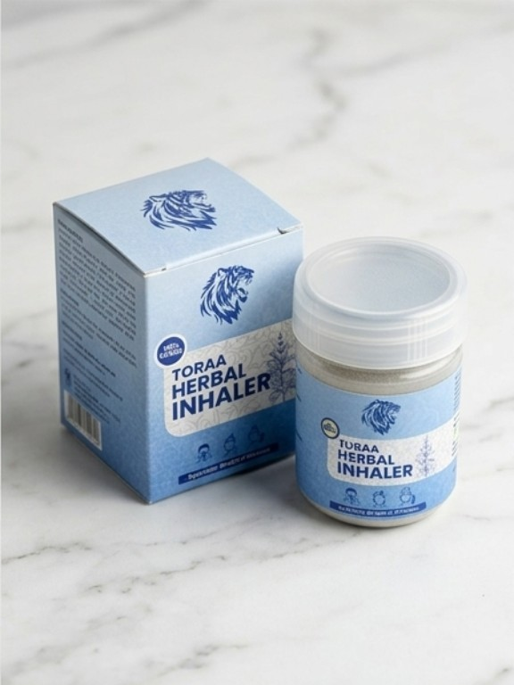 Toraa Herbal Inhaler - box & jar, side angle